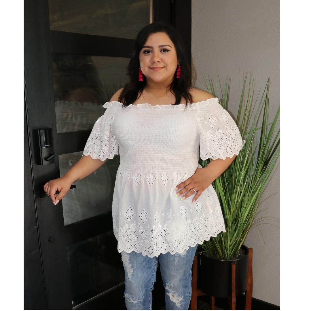 Siding With You Eyelet Top (Curvy)